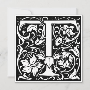 Invitation LETTRE MONOGRAPHIQUE T Florale Art Nouveau