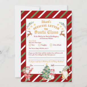 Invitation Lettre officielle du Pôle Nord au Père Noël 5x7 po