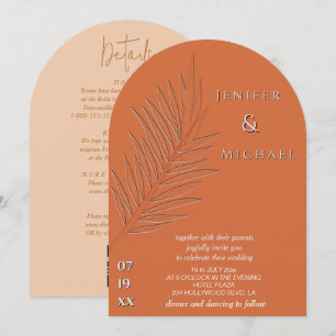Invitation Lettre presse feuille de palmier arche tropicale t