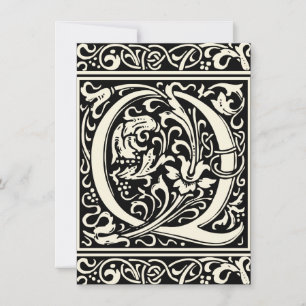 Invitation Lettre Q Monogramme médiéval Art Nouveau