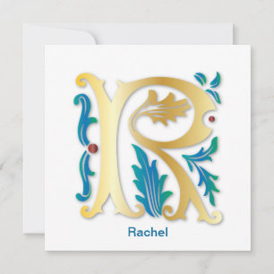 Invitation Lettre R Monogramme Fleur de lis