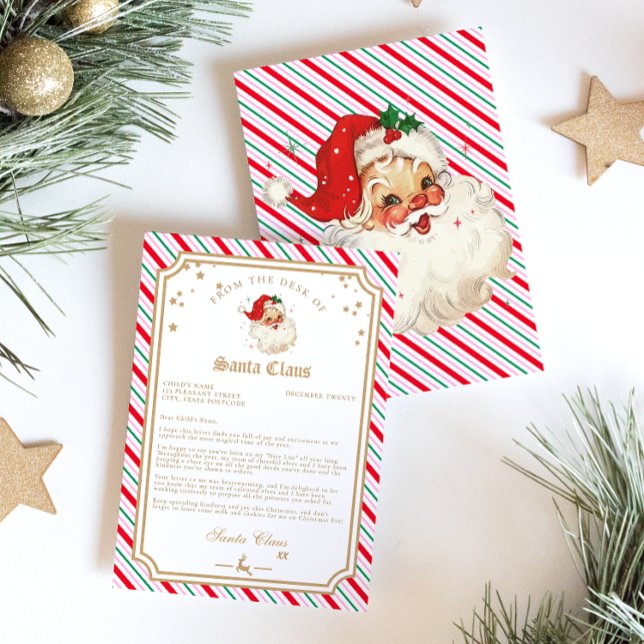 Invitation Lettre rayée festive de Père Noël (Letter From Santa Christmas)