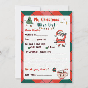 Invitation Lettre rétro à Père Noël Wishlist