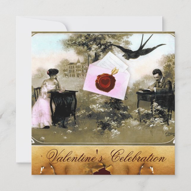 INVITATION LETTRE ROMANTIQUE DE LA SAINT-VALENTIN, MONOGRAMME (Devant)