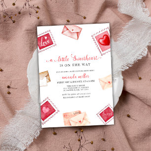 Invitation Lettre Timbre Chérie Saint-Valentin Baby shower