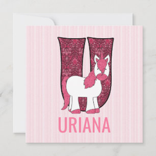 Invitation Lettre Unicorne rose U Parti Anniversaire de enfan