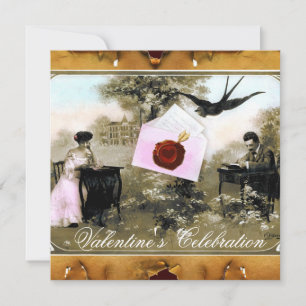 INVITATION LETTRE VALENTINE ROMANTIQUE, MONOGRAMME DE SCEAU D
