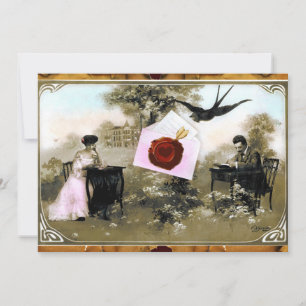 INVITATION LETTRE VALENTINE ROMANTIQUE, MONOGRAMME DE SCEAU D