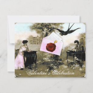 INVITATION LETTRE VALENTINE ROMANTIQUE, MONOGRAMME DE SCEAU D