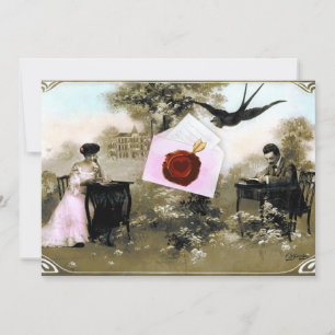 INVITATION LETTRE VALENTINE ROMANTIQUE, MONOGRAMME DE SCEAU D