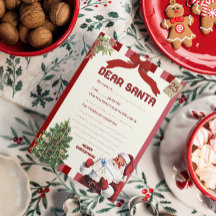 Lettre vintage à Père Noël Liste de souhaits de No