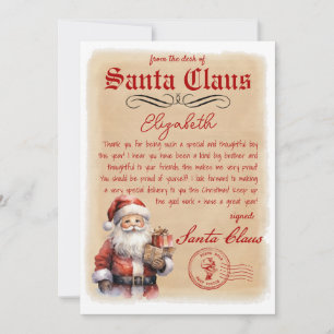 Invitation Lettre vintage de Père Noël Watercolor