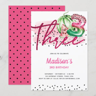 Invitation Lettres à ballons d'été Melon 3e anniversaire