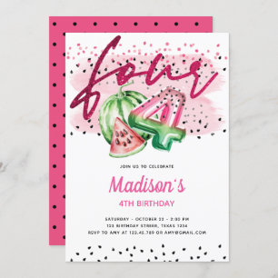 Invitation Lettres à ballons d'été Melon 4e anniversaire