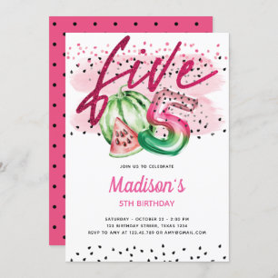 Invitation Lettres à ballons d'été Melon 5e anniversaire