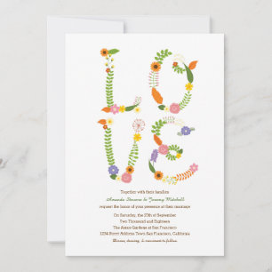 Invitation Lettres d'AMOUR Florale Mariage boisé rustique