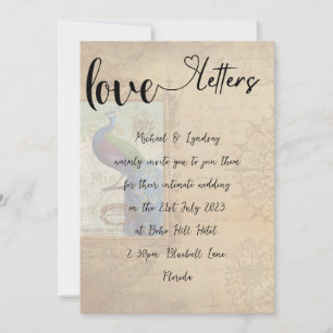 Invitation Lettres d'amour manuscrites Vintage Mariage de pao