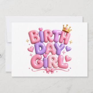 Invitation Lettres de ballons de fille d'anniversaire PNG | N