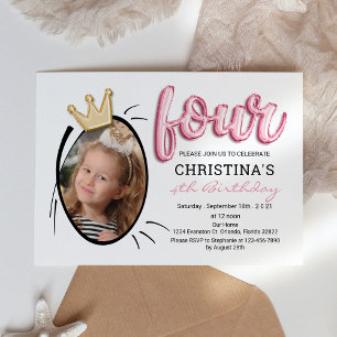 Invitation Lettres de ballons   Photo Fille de quatre ans mod
