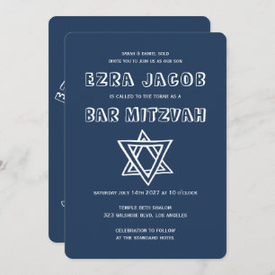 Invitation LETTRES DE DÉTAIL STAR DE DAVID Custom Bar Mitzvah