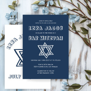 Invitation LETTRES DE DÉTAIL STAR DE DAVID Custom Bar Mitzvah