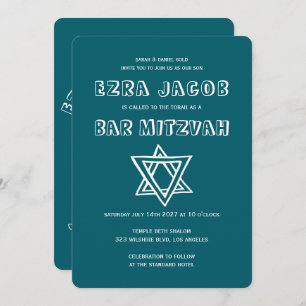 Invitation LETTRES DE DÉTAIL STAR DE DAVID Custom Bar Mitzvah