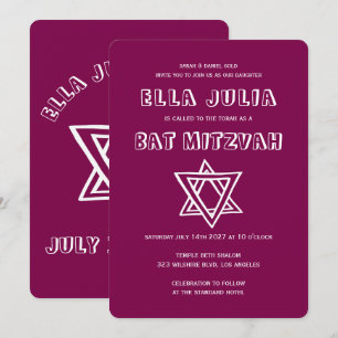 Invitation LETTRES DE DÉTAIL STAR DU Bat mitzvah DAVID Custom