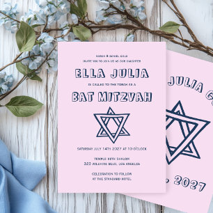 Invitation LETTRES DE DÉTAIL STAR DU Bat mitzvah DAVID Custom
