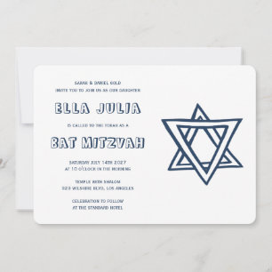 Invitation LETTRES DE DÉTAIL STAR DU Bat mitzvah DAVID Custom