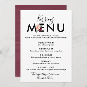 Invitation Lettres de fleurs   Maroon Kissing Menu