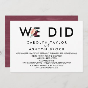 Invitation Lettres de fleurs Maroon Nous N'Avons Fait Récep