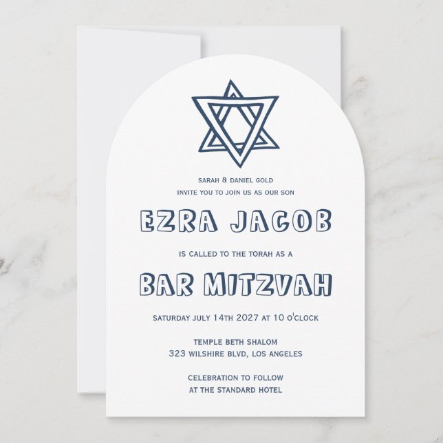 Invitation LETTRES DE LA LIGNE STAR Arch Custom Bar Mitzvah (Devant)