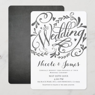 Invitation Lettres de Mariage à la Craie Élégantes et Fantais