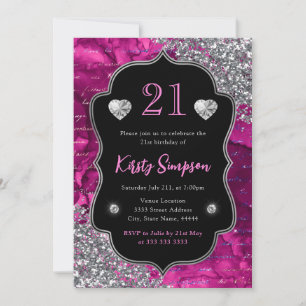 Invitation Lettres de sirène iridescentes roses pour 21e anni