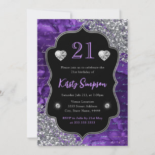 Invitation Lettres de Sirène Iridescentes Violettes 21e Anniv