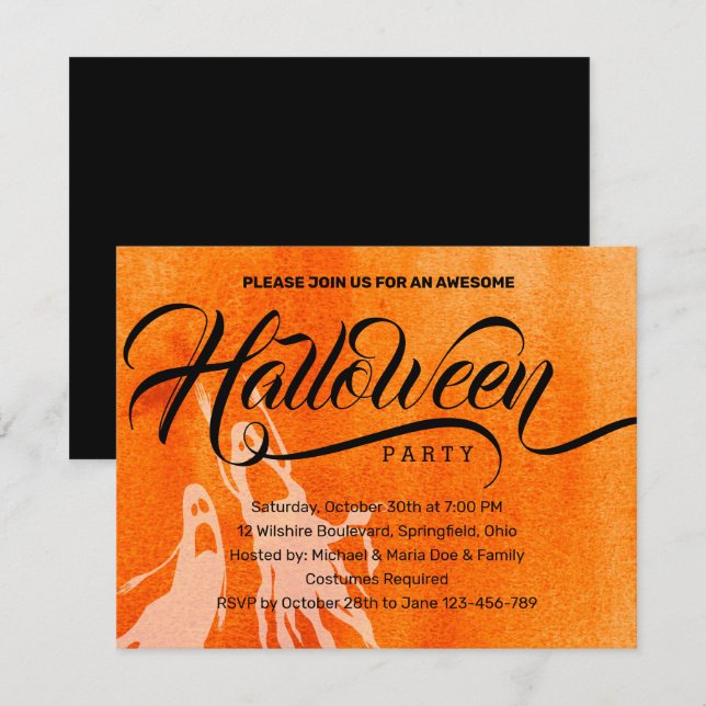 Invitation Lettres de style Halloween Costume Party  (Devant / Derrière)