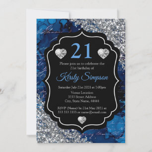 Invitation Lettres d'écriture de sirène bleue Parties scintil