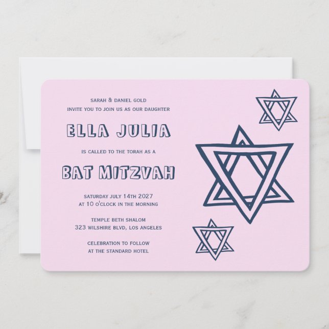 Invitation LETTRES D'ÉTOILE STAR DE DAVID Custom BAR Mitzvah (Devant)