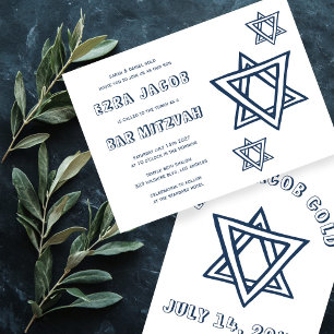 Invitation LETTRES D'ÉTOILE STAR DE DAVID Custom BAR Mitzvah