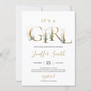 Invitation Lettres en feuille d'or c'est un baby shower de ve