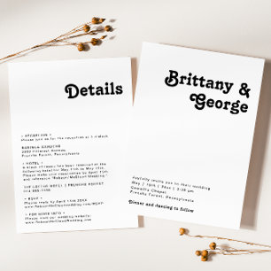 Invitation Lettres modernes rétro tout en un Mariage