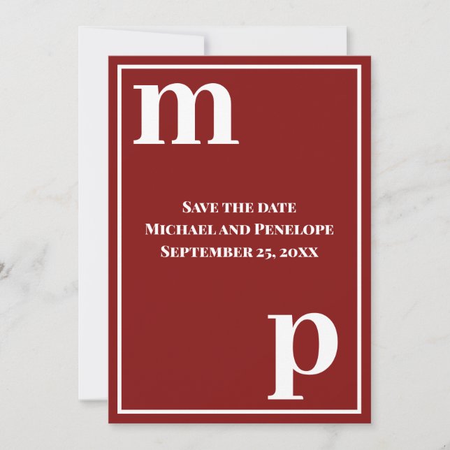 Invitation Lettres tendance Monogram Garnet Red Enregistrer l (Devant)