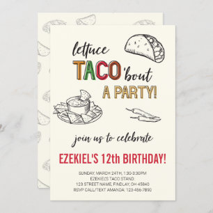 Invitation Lettuce Taco parle d'un anniversaire de fête