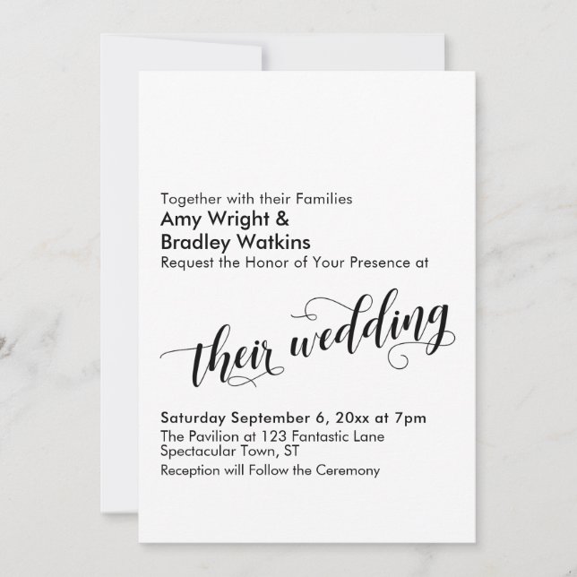 Invitation Leur typographie de mariage, écriture élégante sur (Devant)