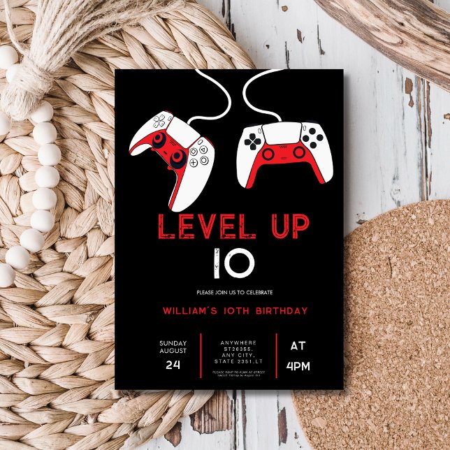Invitation level up 10 Video Game on Birthday Party (Créateur téléchargé)
