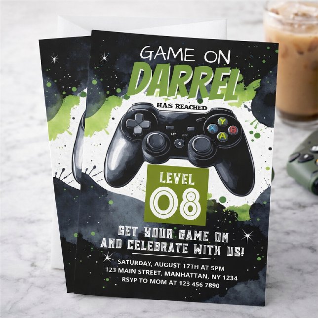 Invitation Level Up Gamer Birthday (Créateur téléchargé)