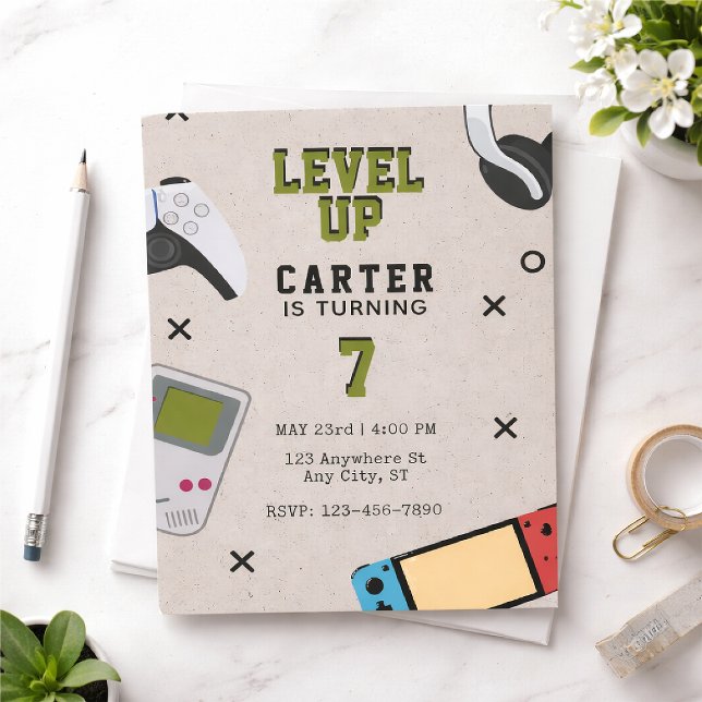 Invitation Level Up Gamer Birthday (Créateur téléchargé)