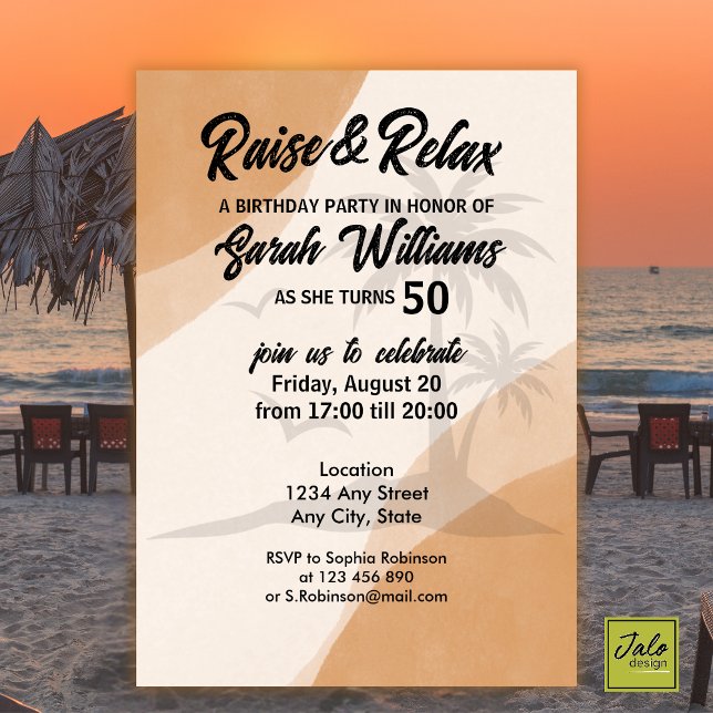 Invitation Lever Tropical & Relax 50e anniversaire fête (Créateur téléchargé)