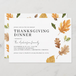 Invitation Levier d'automne   Aquarelle moderne Thanksgiving 