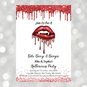 Invitation Lèvres paillettes rouges vampire soirée Halloween 